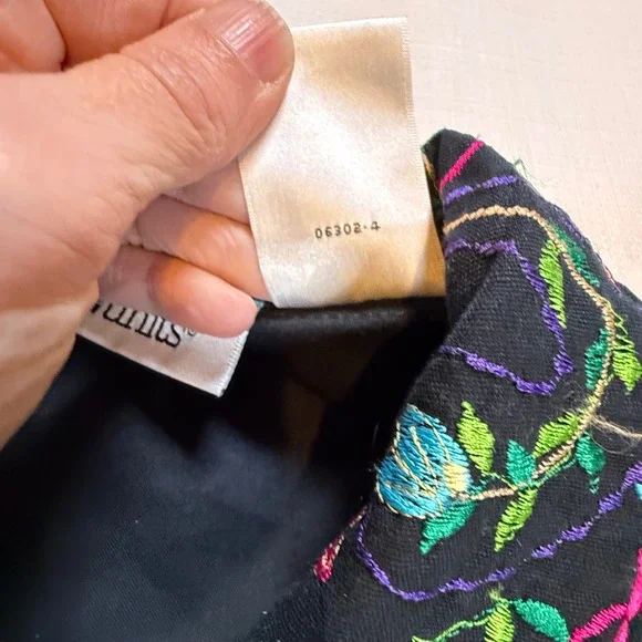 Vintage Units Linen Blend Embroidered Paisley Jacket Medium Black Boho Shirt - Picture 5 of 11